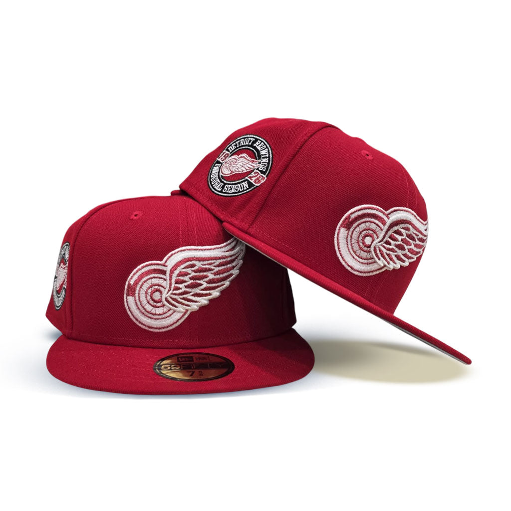 Red Detroit Red Wings Gray Bottom 1926 Inaugural Season Side Patch New Era 59Fifty Fitted