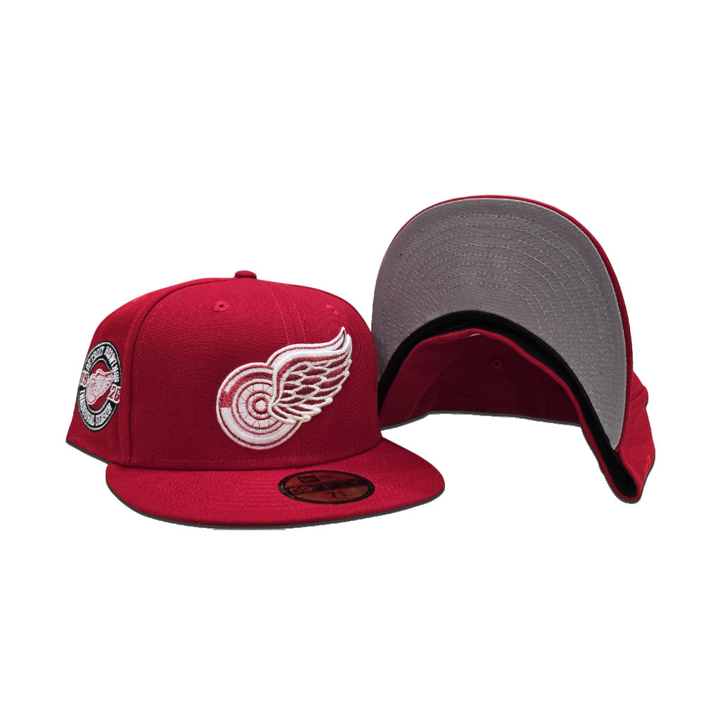 Red Detroit Red Wings Gray Bottom 1926 Inaugural Season Side Patch New Era 59Fifty Fitted