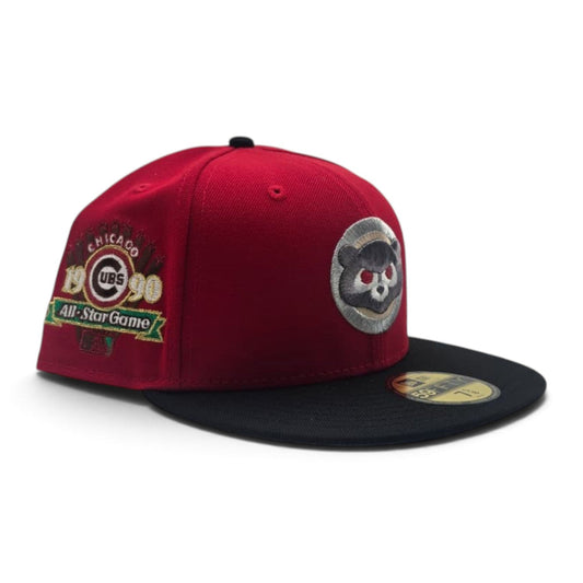 Red Chicago Cubs Black Visor Gray Bottom 1990 All Star Game Side Patch New Era 59Fifty Fitted