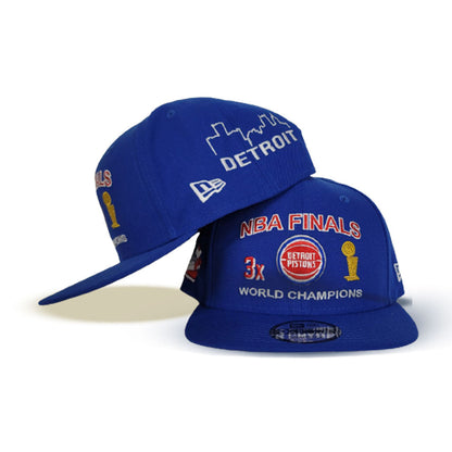Royal Blue NBA Finals 3X World Champions Detroit Pistons New Era 9Fifty Snapback