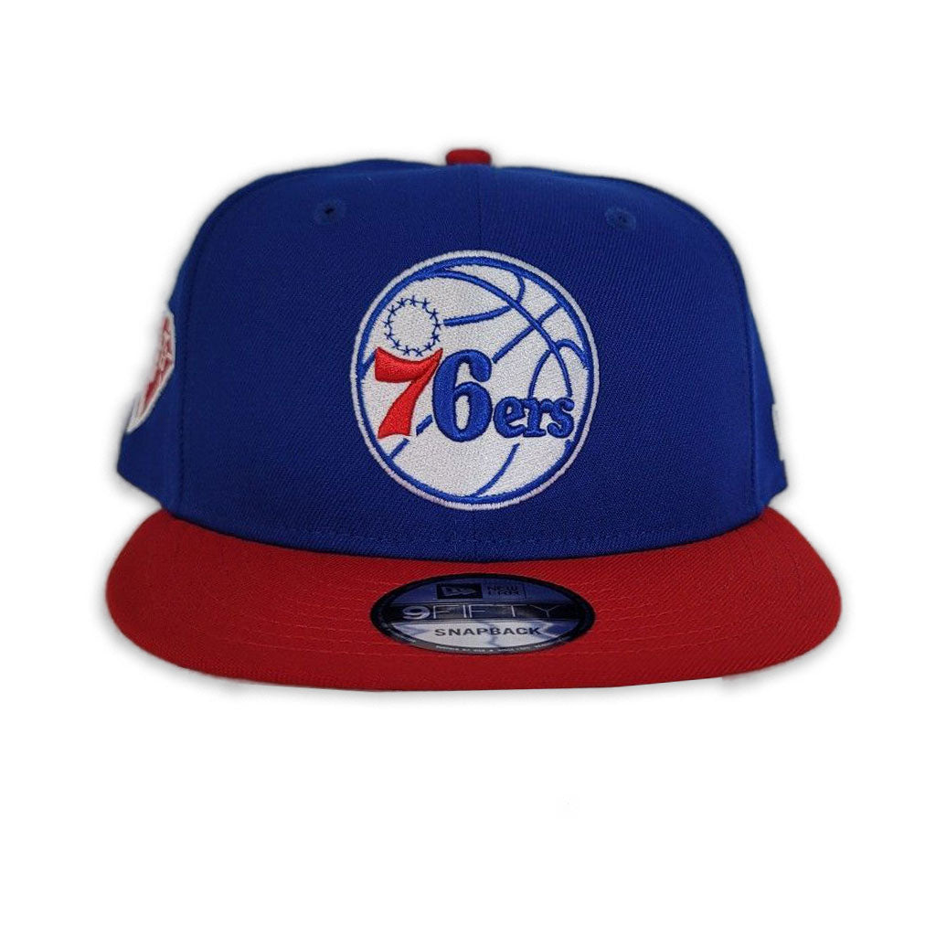 Royal Blue Philadelphia 76ers Red Visor Gray Bottom 75th Anniversary Side Patch New Era 9Fifty Snapback