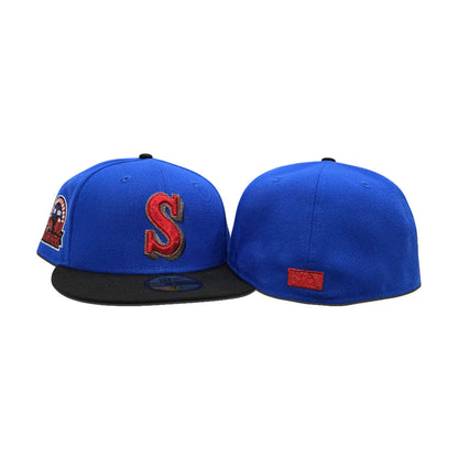 Royal Blue Seattle Mariners Black Visor Gray Bottom 30th Anniversary Side Patch New Era 59Fifty Fitted