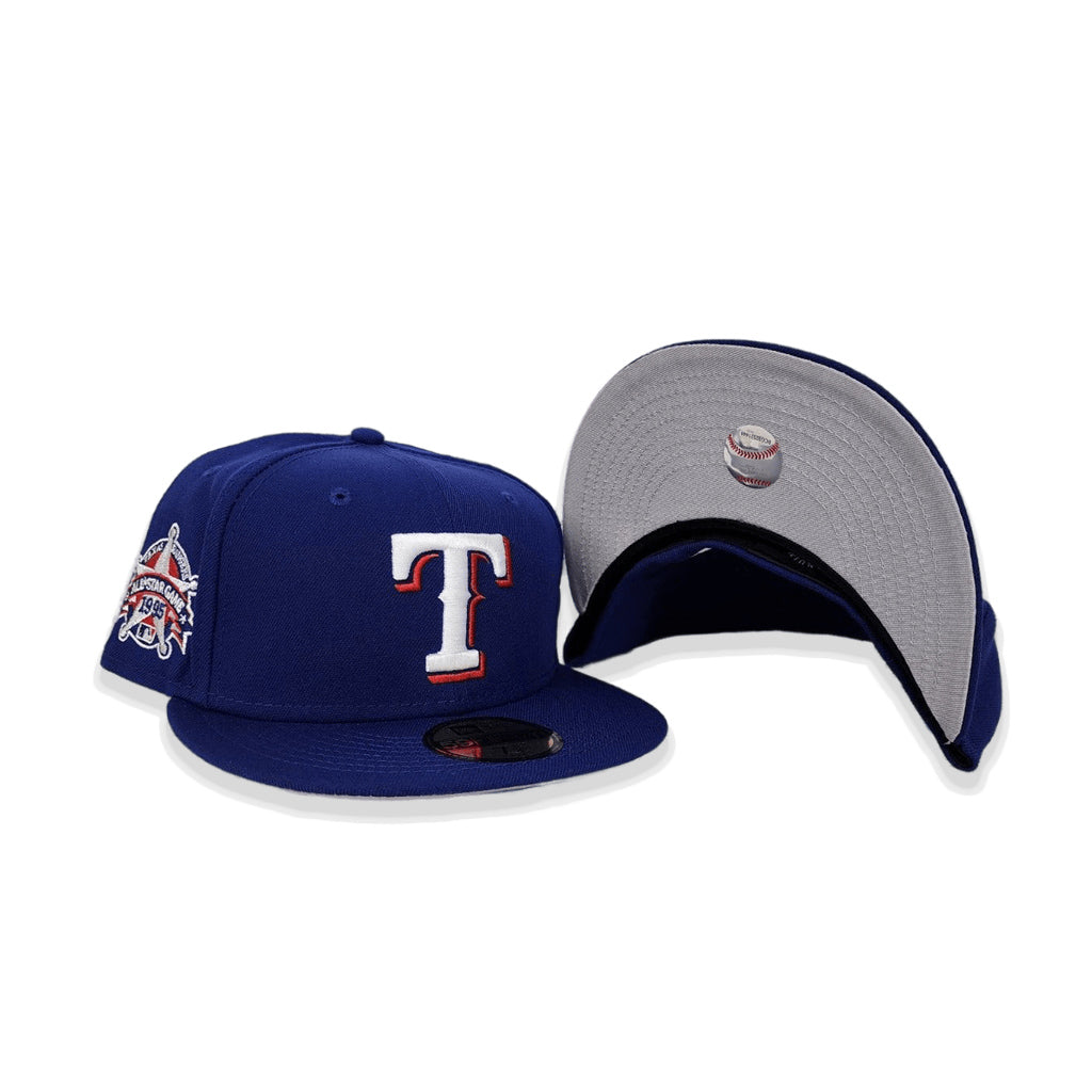 Royal Blue Texas Rangers Gray Bottom 1995 All Star Game Side Patch New Era 59Fifty Fitted