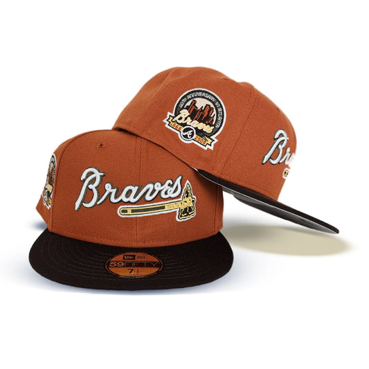 Rust Atlanta Braves Brown Visor Gray Bottom 40th Anniversary Side Patch New Era 59Fifty Fitted