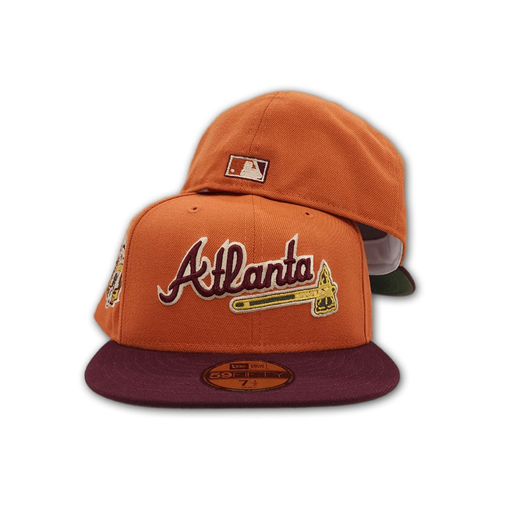 Rust Atlanta Braves Maroon Visor Olive Green Bottom 2017 Inaugural Season Side Patch New Era 59Fifty Fitted