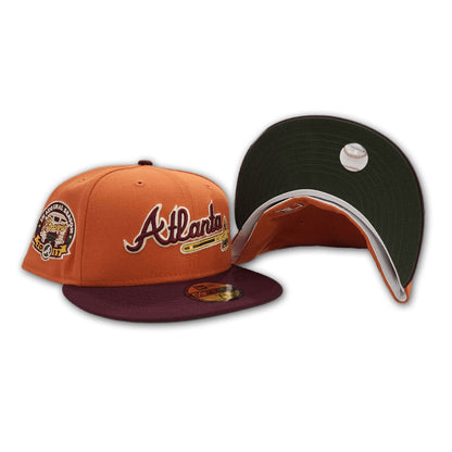 Rust Atlanta Braves Maroon Visor Olive Green Bottom 2017 Inaugural Season Side Patch New Era 59Fifty Fitted