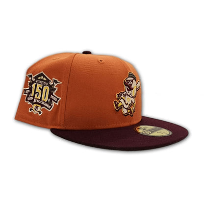 Rust Cincinnati Reds Maroon Visor Olive Green Bottom 150th Anniversary Side Patch New Era 59Fifty Fitted