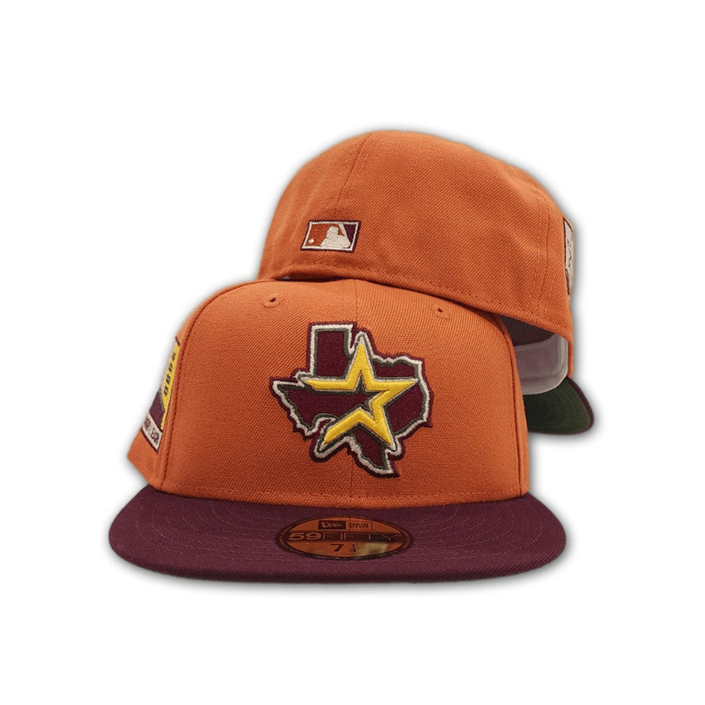 Rust Houston Astros Maroon Visor Olive Green Bottom 2000 Inaugural Season Side Patch New Era 59Fifty Fitted