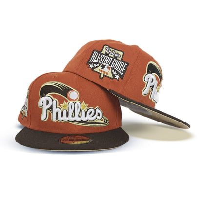 Rust Philadelphia Phillies Brown Visor Vegas Gold Bottom 1996 All Star Game Side Patch New Era 59Fifty Fitted