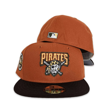 Rust Pittsburgh Pirates Brown Visor Gray Bottom Three Rivers Stadium Side Patch New Era 59Fifty Fitted