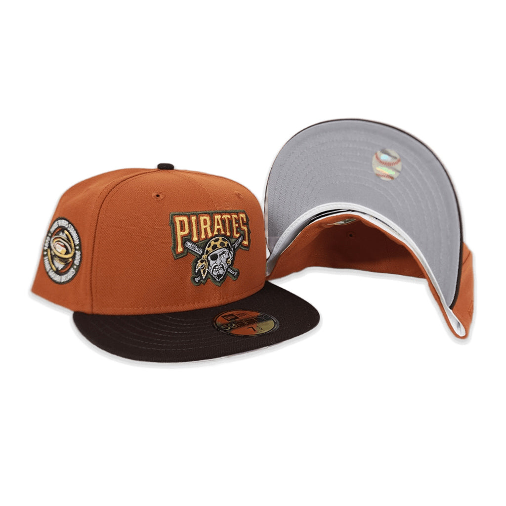 Rust Pittsburgh Pirates Brown Visor Gray Bottom Three Rivers Stadium Side Patch New Era 59Fifty Fitted
