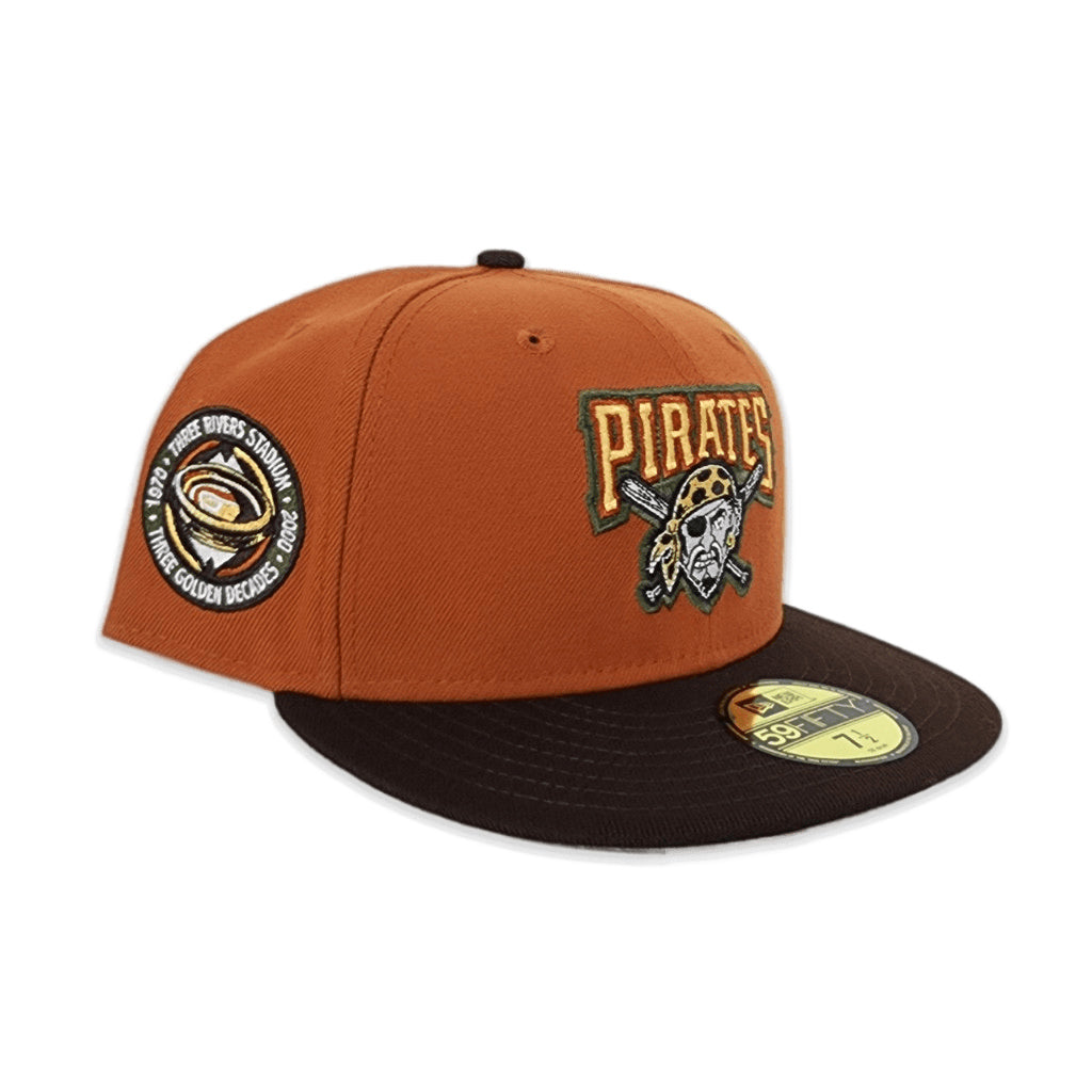 Rust Pittsburgh Pirates Brown Visor Gray Bottom Three Rivers Stadium Side Patch New Era 59Fifty Fitted