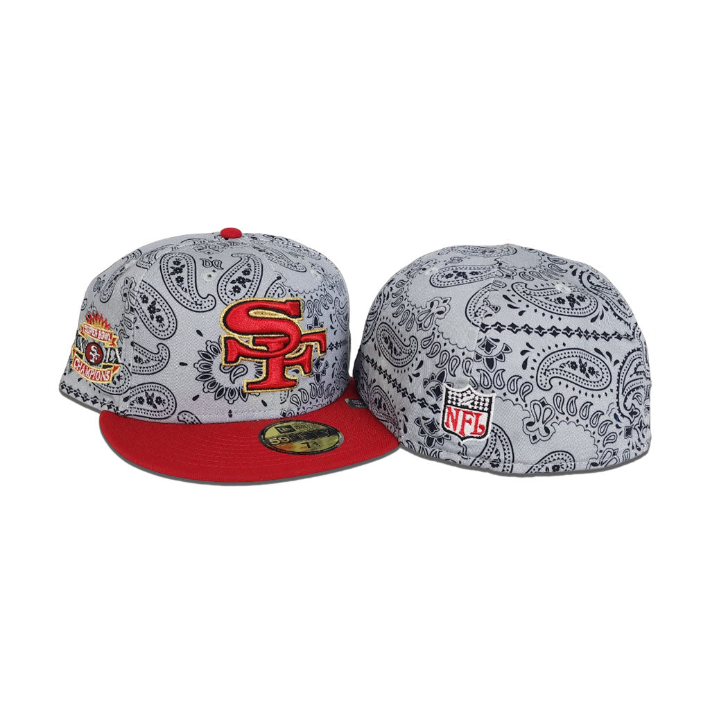 Gray Paisley San Francisco 49ers Red Visor Gray Bottom Super Bowl XXIX Champions Side Patch New Era 59Fifty Fitted