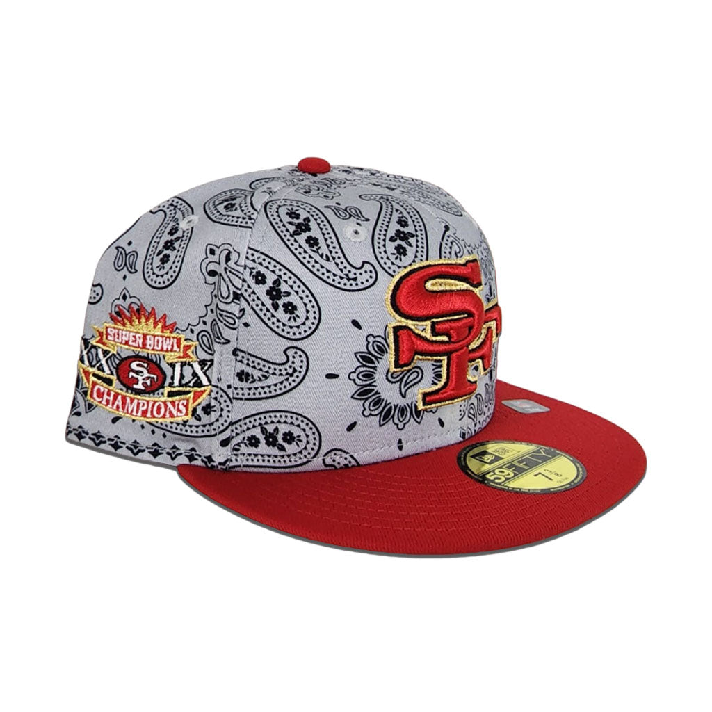 Gray Paisley San Francisco 49ers Red Visor Gray Bottom Super Bowl XXIX Champions Side Patch New Era 59Fifty Fitted