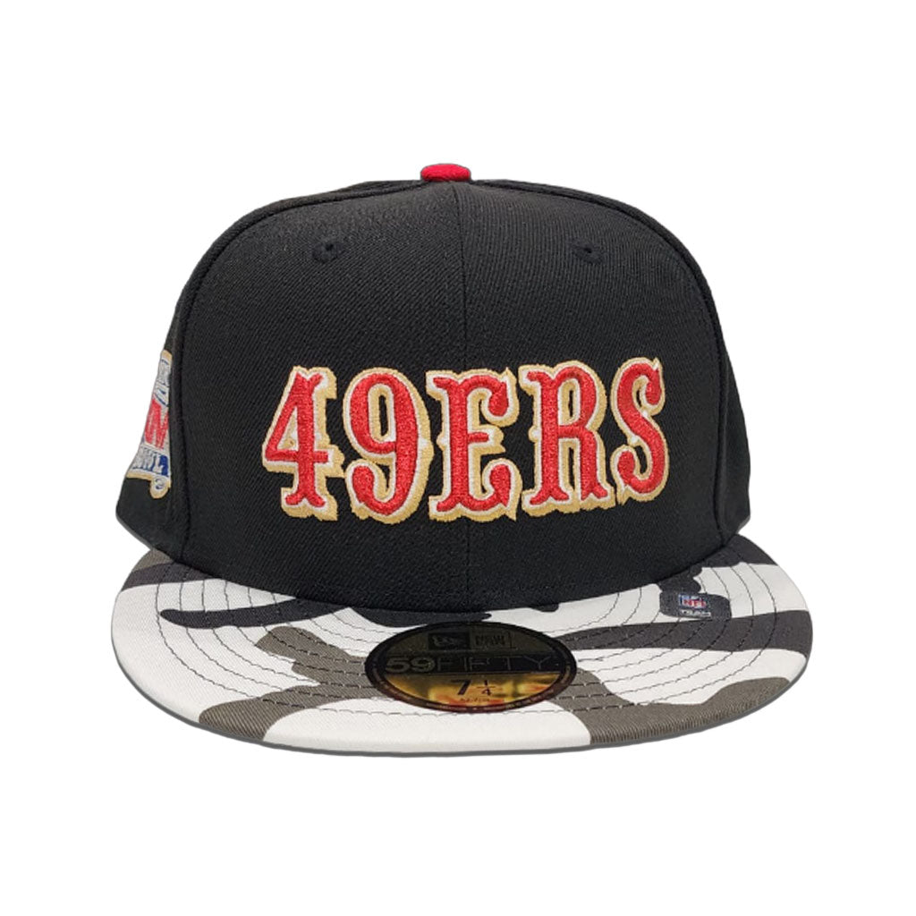 Black San Francisco 49ers Urban Camo Visor Gray Bottom XXIV Super Bowl Side Patch New Era 59Fifty Fitted