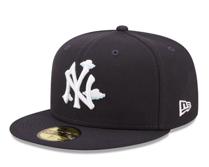 Navy Blue New York Yankees 1996 World Series Side Patch Icy Blue Bottom New Era Comic Cloud 59FIFTY Fitted