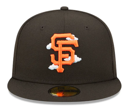 Black San Francisco Giants Icy Blue Bottom 2010 World Series Side Patch New Era Comic Cloud  59Fifty Fitted
