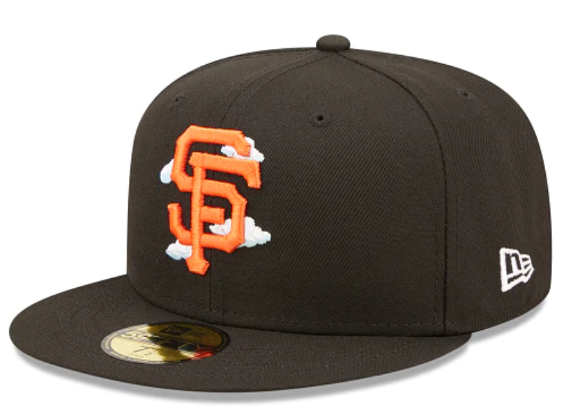 Black San Francisco Giants Icy Blue Bottom 2010 World Series Side Patch New Era Comic Cloud  59Fifty Fitted