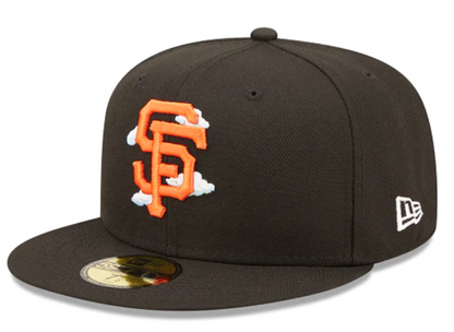 Black San Francisco Giants Icy Blue Bottom 2010 World Series Side Patch New Era Comic Cloud  59Fifty Fitted
