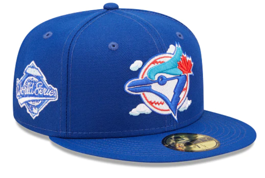Royal Blue Toronto Blue Jays Icy Blue Bottom 1992 World Series Side Patch New Era Comic Cloud  59Fifty Fitted
