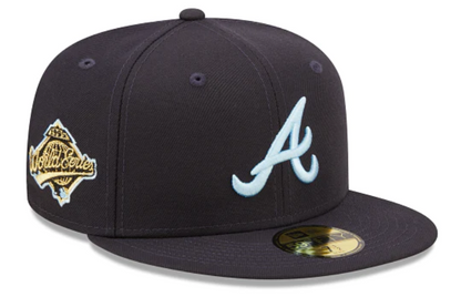 Navy Blue Atlanta Braves Clouds Bottom 1995 World Series Side Patch New Era 59Fifty Fitted