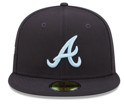 Navy Blue Atlanta Braves Clouds Bottom 1995 World Series Side Patch New Era 59Fifty Fitted