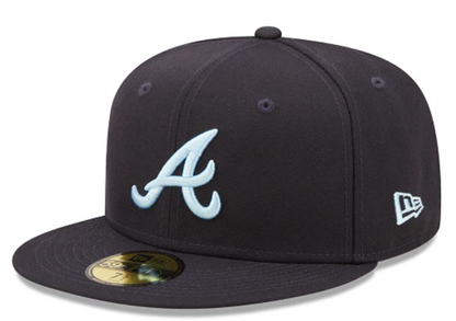 Navy Blue Atlanta Braves Clouds Bottom 1995 World Series Side Patch New Era 59Fifty Fitted