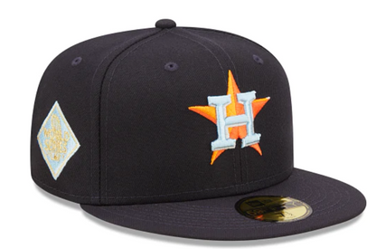 Navy Blue Houston Astros Clouds Bottom 2017 World Series Side Patch New Era 59Fifty Fitted