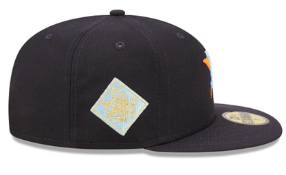 Navy Blue Houston Astros Clouds Bottom 2017 World Series Side Patch New Era 59Fifty Fitted