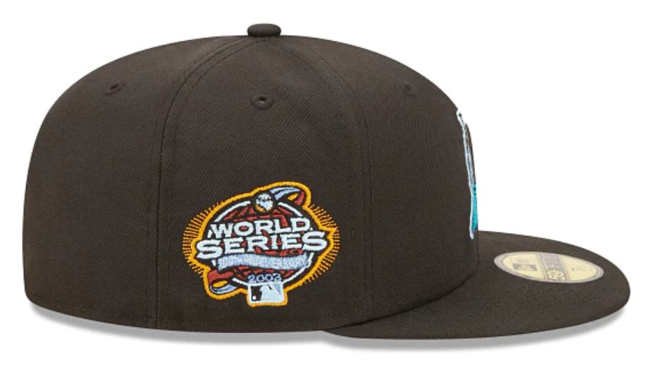 Black Florida Marlins Clouds Bottom 2003 World Series Side Patch New Era 59Fifty Fitted