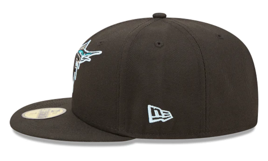 Black Florida Marlins Clouds Bottom 2003 World Series Side Patch New Era 59Fifty Fitted