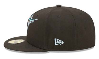 Black Florida Marlins Clouds Bottom 2003 World Series Side Patch New Era 59Fifty Fitted
