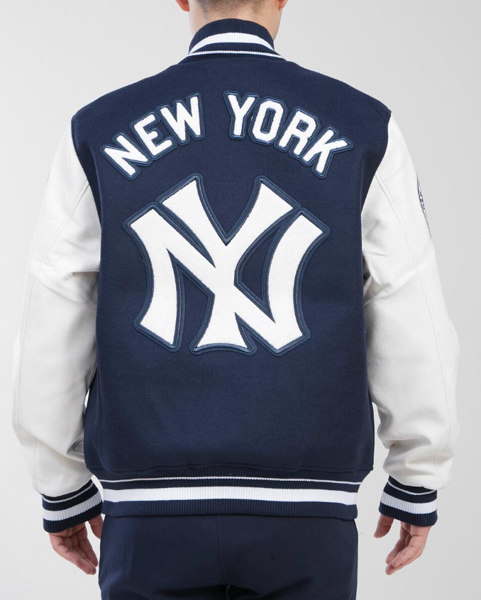 Navy Blue New York Yankees Pro Standard Logo 1927 Flag Wool Varsity Heavy Jacket
