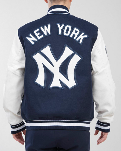 Navy Blue New York Yankees Pro Standard Logo 1927 Flag Wool Varsity Heavy Jacket