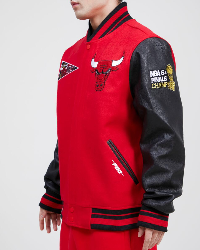 Red Black Chicago Bulls Pro Standard Flag Logo Wool Varsity Heavy Jacket
