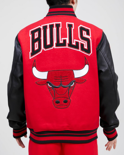 Red Black Chicago Bulls Pro Standard Flag Logo Wool Varsity Heavy Jacket