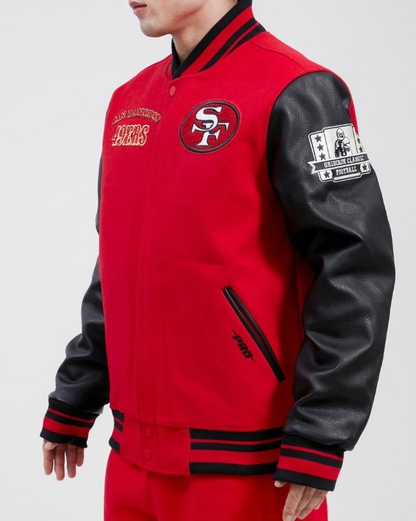 Red Black San Francisco 49ers Pro Standard Logo Wool Varsity Heavy Jacket