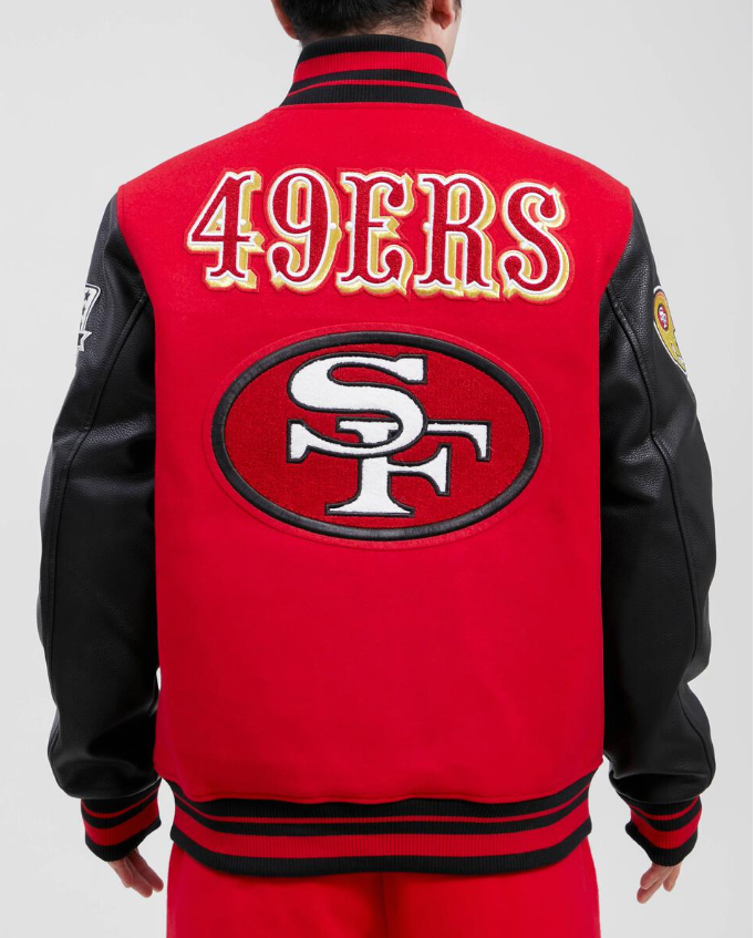 Red Black San Francisco 49ers Pro Standard Logo Wool Varsity Heavy Jacket