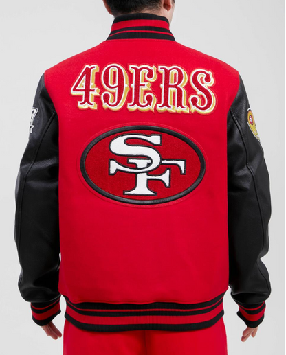 Red Black San Francisco 49ers Pro Standard Logo Wool Varsity Heavy Jacket