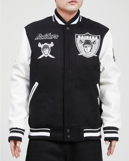 Black Los Vegas Raiders Pro Standard Logo Wool Varsity Heavy Jacket