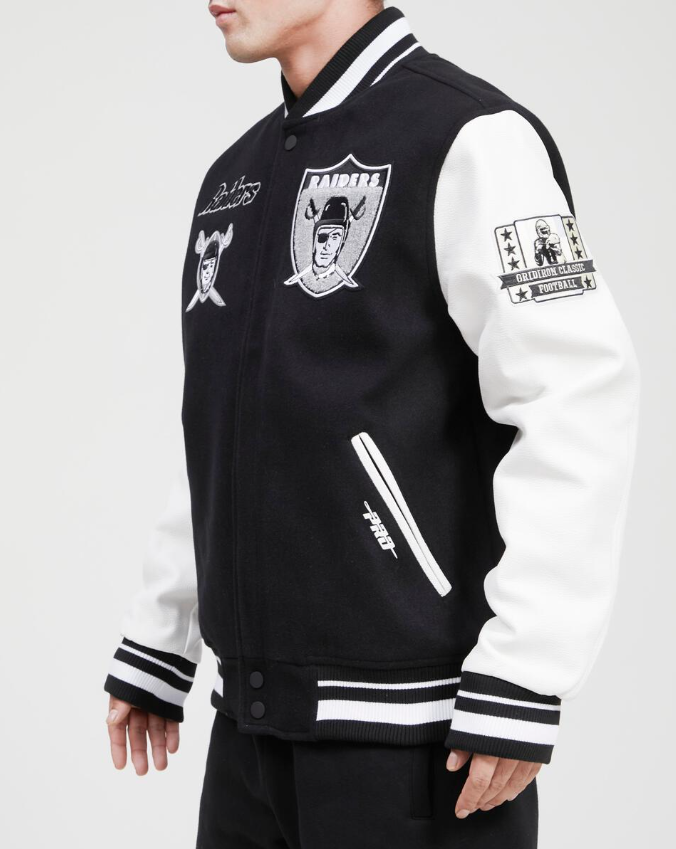 Black Los Vegas Raiders Pro Standard Logo Wool Varsity Heavy Jacket
