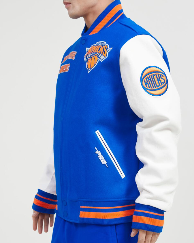 Royal Blue New York Knicks Pro Standard Logo Wool Varsity Heavy Jacket