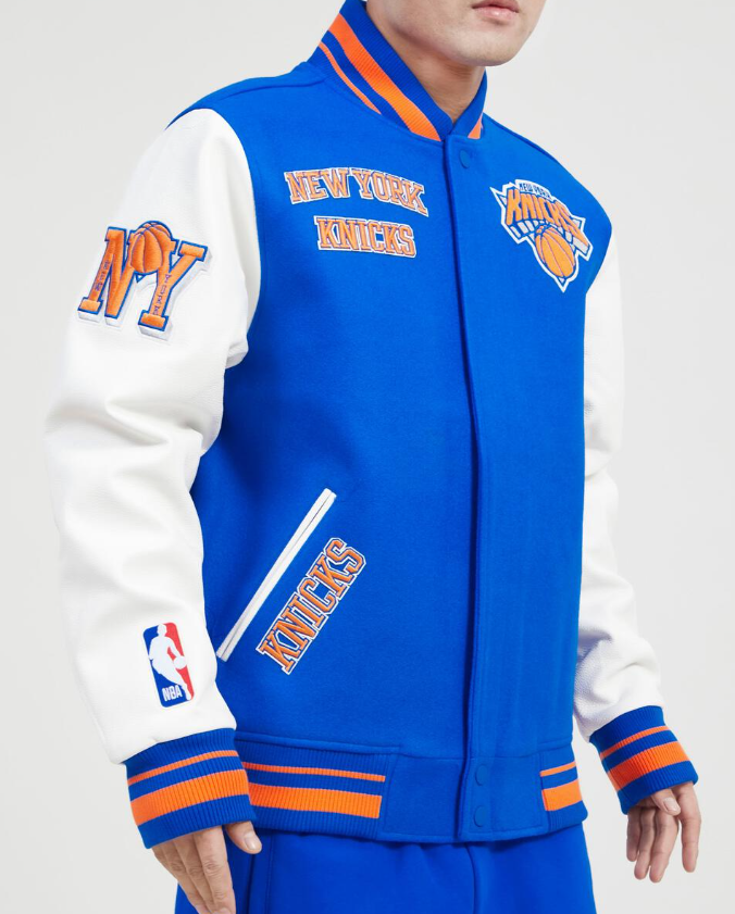 Royal Blue New York Knicks Pro Standard Logo Wool Varsity Heavy Jacket