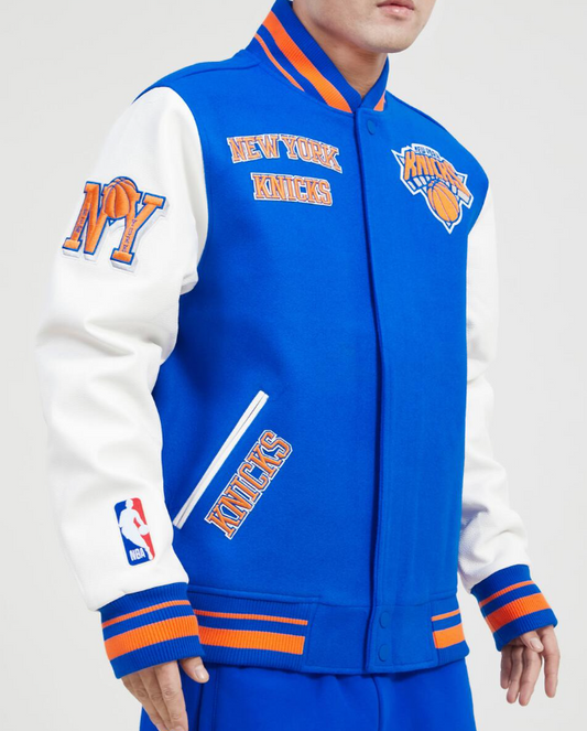 Royal Blue New York Knicks Pro Standard Logo Wool Varsity Heavy Jacket