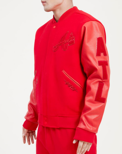 Triple Red Atlanta Braves Pro Standard Logo Mashup Wool Varsity Heavy Jacket
