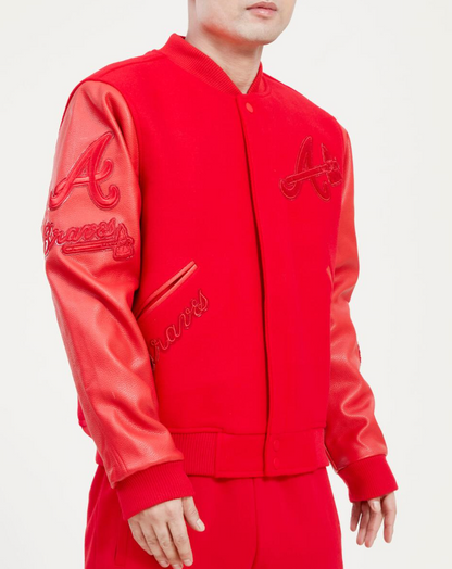 Triple Red Atlanta Braves Pro Standard Logo Mashup Wool Varsity Heavy Jacket