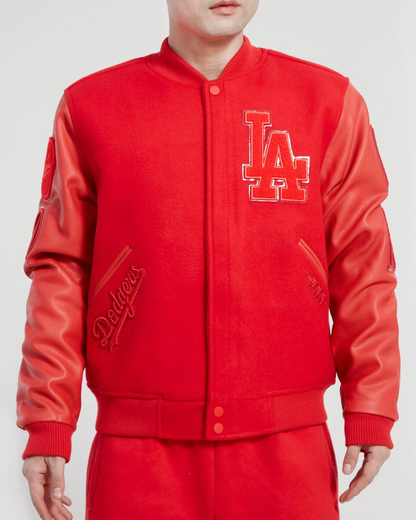 Triple Red Los Angeles Dodgers Pro Standard Logo Mashup Wool Varsity Heavy Jacket