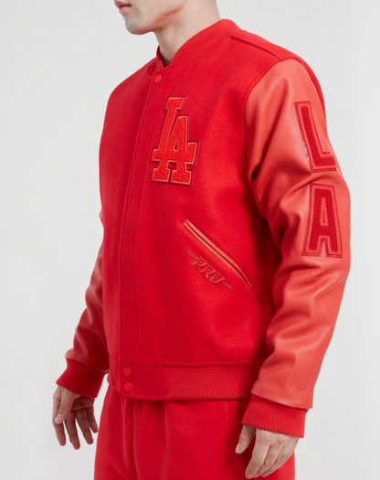 Triple Red Los Angeles Dodgers Pro Standard Logo Mashup Wool Varsity Heavy Jacket
