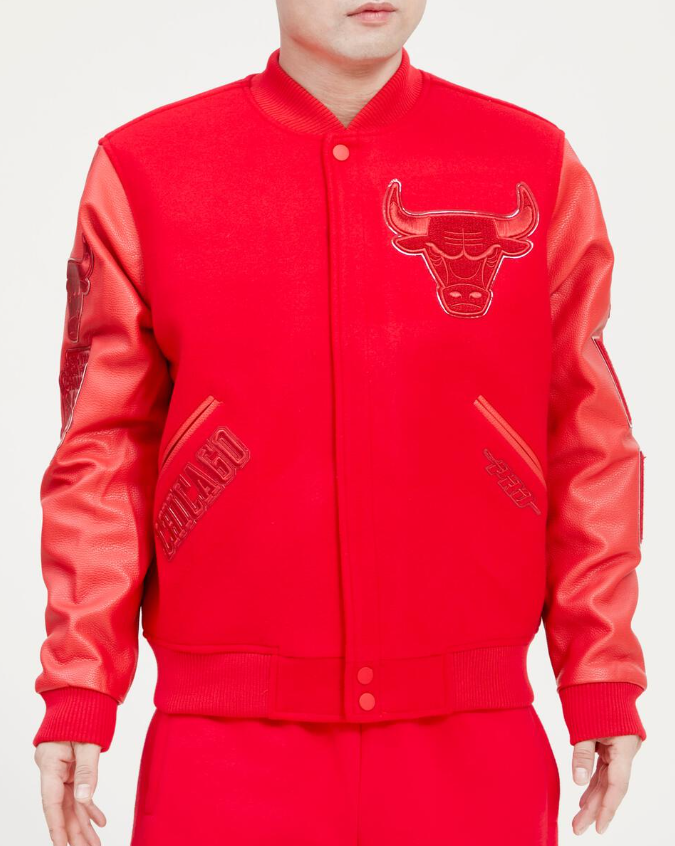 Triple Red Chicago Bulls Pro Standard Logo Mashup Wool Varsity Heavy Jacket