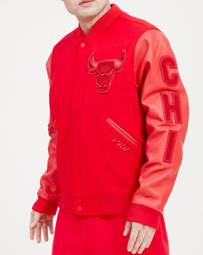 Triple Red Chicago Bulls Pro Standard Logo Mashup Wool Varsity Heavy Jacket